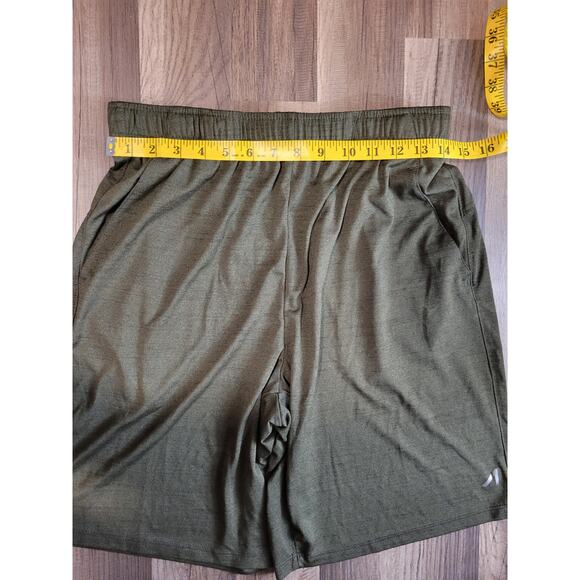 Mens Active Stretch Quick Dry Olive Green 9 Inch Inseam Workout Basketball Short - Picture 4 of 6